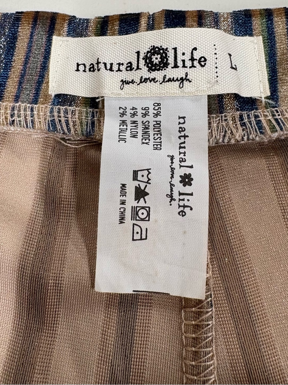 Natural Life Striped Flare Pant Retro 70s Bell Bottom Velour Boho Metallic Large - Picture 11 of 11
